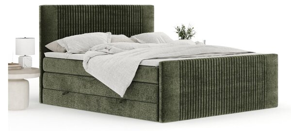 Letto boxspring verde scuro con contenitore 200x200 cm Bergamo – Maison de Rêve