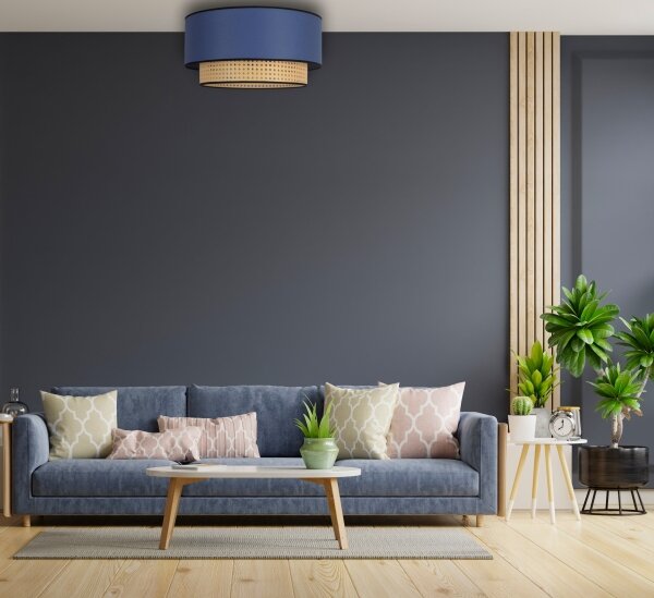 Duolla - Plafoniera BOHO 1xE27/15W/230V diametro 45 cm blu/rattan