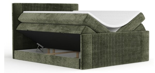 Letto boxspring verde scuro con contenitore 200x200 cm Bergamo – Maison de Rêve