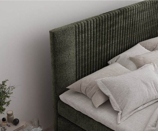 Letto boxspring verde scuro con contenitore 200x200 cm Bergamo – Maison de Rêve