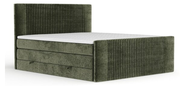 Letto boxspring verde scuro con contenitore 200x200 cm Bergamo – Maison de Rêve