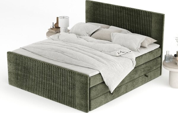 Letto boxspring verde scuro con contenitore 200x200 cm Bergamo – Maison de Rêve