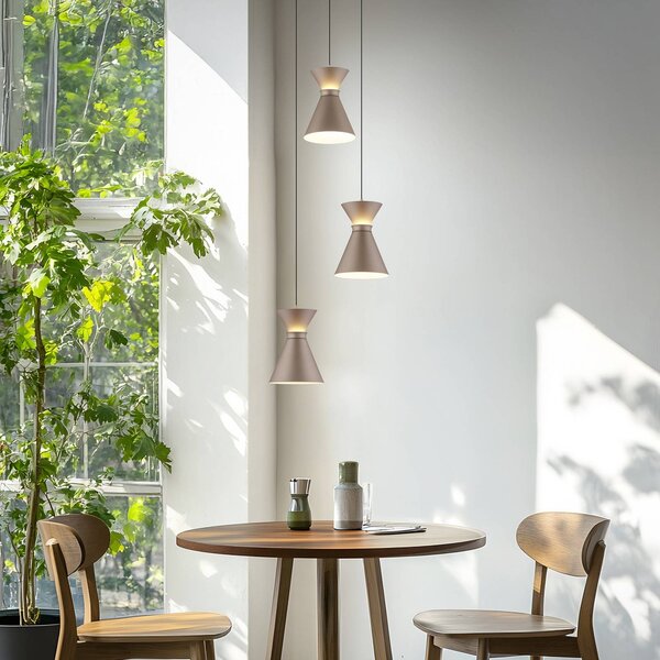 Helestra Lampada LED a sospensione LUK, 3 luci, marrone, dimmerabile, Marrone / Ruggine, Cucina, Alluminio