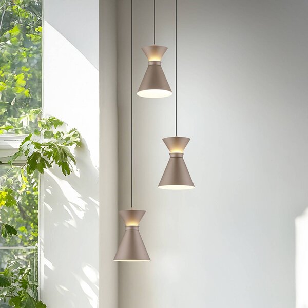 Helestra Lampada LED a sospensione LUK, 3 luci, marrone, dimmerabile, Marrone / Ruggine, Cucina, Alluminio