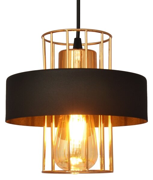 Lampadario a sospensione con filo VOLTA 1xE27/15W/230V nero/oro