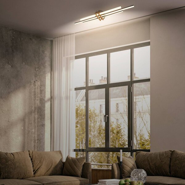Briloner Plafoniera a LED Tinka, Legno chiaro, Soggiorno / Sala da pranzo, Metallo, Moderno, Plafoniera LED