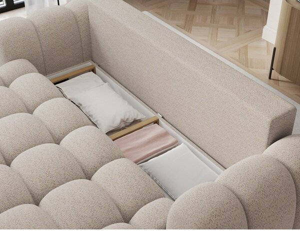 Divano beige allungabile con rivestimento in bouclé 256 cm Cotonn – ELTAP