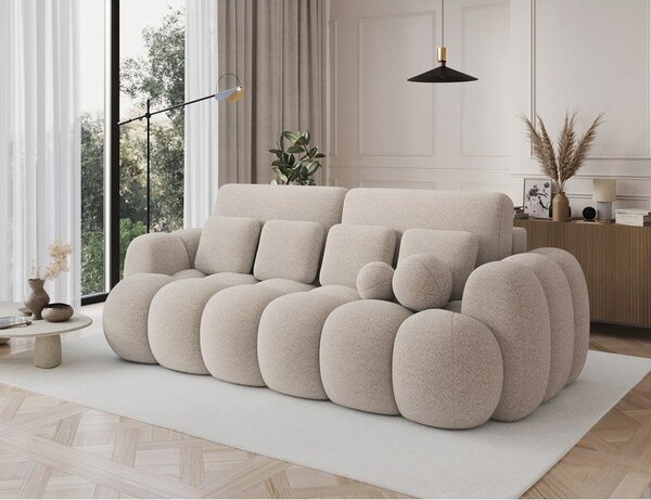 Divano beige allungabile con rivestimento in bouclé 256 cm Cotonn – ELTAP