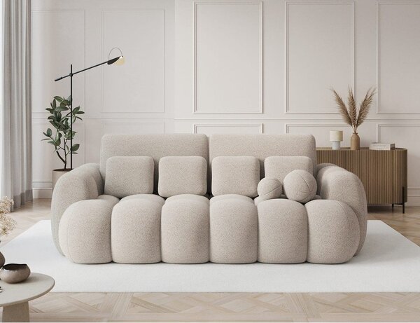 Divano beige allungabile con rivestimento in bouclé 256 cm Cotonn – ELTAP