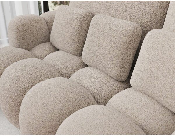 Divano beige allungabile con rivestimento in bouclé 256 cm Cotonn – ELTAP