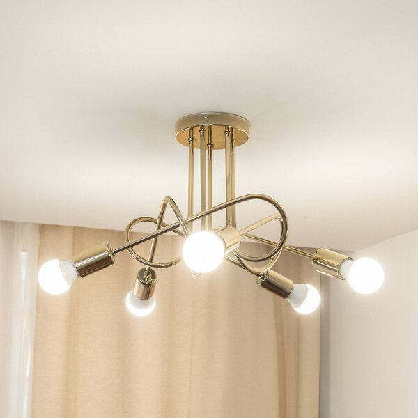 Plafoniera soffitto Oxford HELAM, dimmerabile, Ottone / Oro, Soggiorno / Sala da pranzo, Metallo, Moderno, Plafoniera
