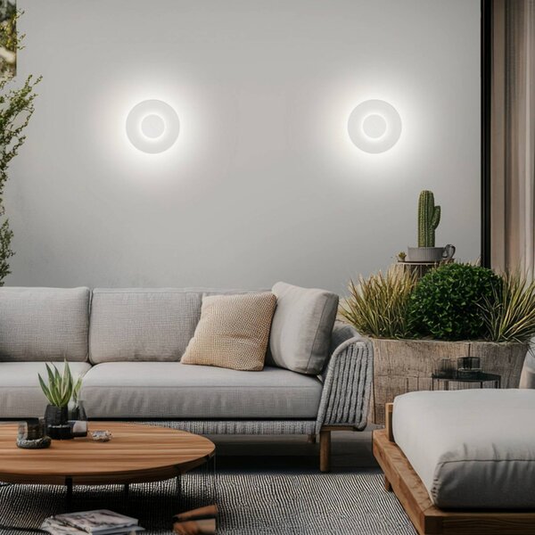 Helestra Applique da esterni a LED BUD, dimmerabile, Bianco / Opale, Alluminio, Moderno, Applique LED da esterni