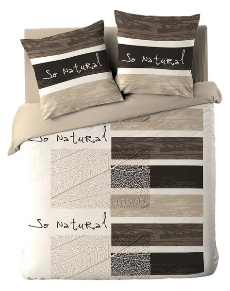 Set copripiumino e federa marrone in cotone per letto matrimoniale 200x200 cm So Natural – douceur d'intérieur