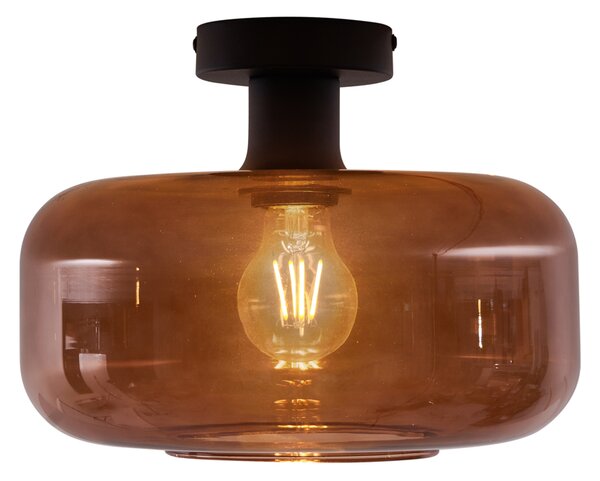 Lampada da soffitto retrò nera con vetro bronzo - Bizle