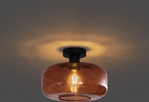 Lampada da soffitto retrò nera con vetro bronzo - Bizle