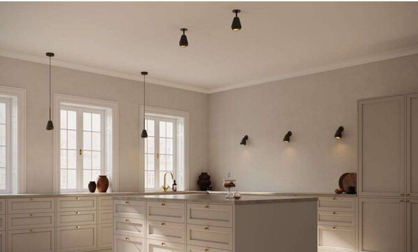 Nuura Aps Faretto da soffitto Anoli Spot Surface, altezza 20 cm, nero Spot, dimmerabile, Nero, Soggiorno / Sala da pranzo, Metallo, Scandinavo, Faretto alogeno