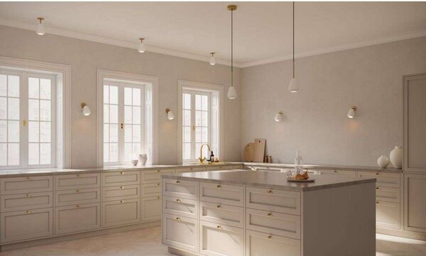 Nuura Aps Faretto da incasso Anoli Spot Recessed, Ø 10 cm, bianco/oro Spot, dimmerabile, Ottone / Oro, Soggiorno / Sala da pranzo, Metallo, Scandinavo, Faretto da incasso a parete