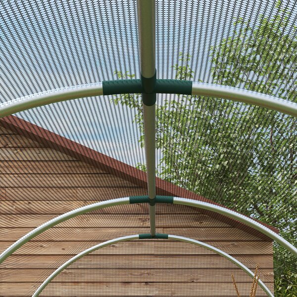 Outsunny Rete di protezione per uccelli, protezione per piante, resistente, porta con zip, 120x360x188 cm, Nero/Argento
