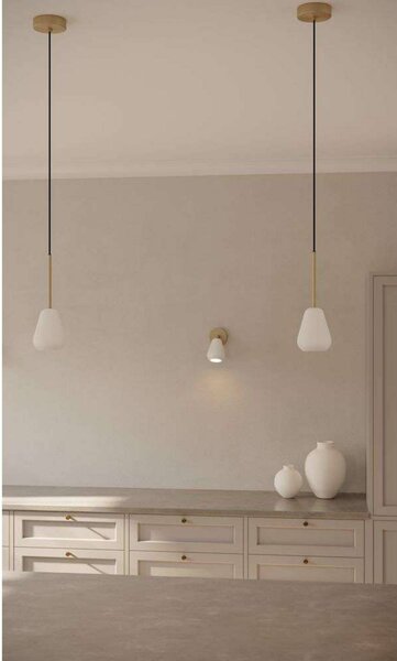 Nuura Aps Faretto da soffitto Anoli Spot Surface Altezza 20 cm oro/bianco Spot, dimmerabile, Ottone / Oro, Soggiorno / Sala da pranzo, Metallo, Scandinavo, Faretto alogeno