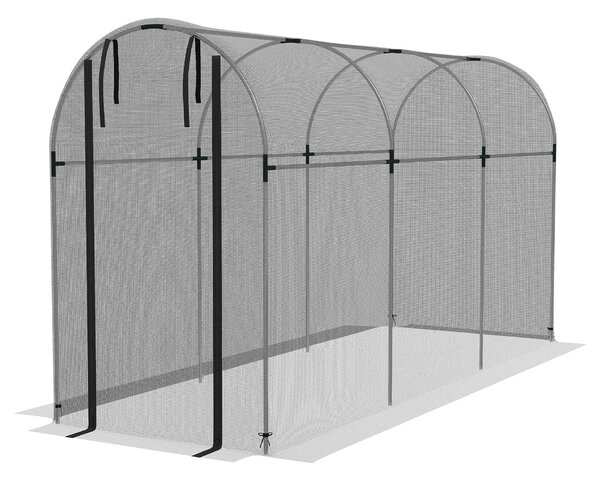 Outsunny Rete di protezione per uccelli, protezione per piante, resistente, porta con zip, 120x360x188 cm, Nero/Argento