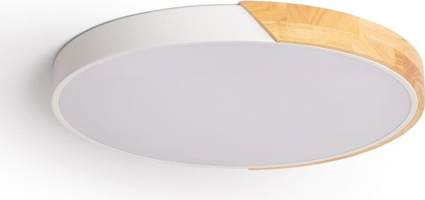Plafoniera LED 36W Legno tondo Ø500 CCT Selezionabile Bianco semidario
