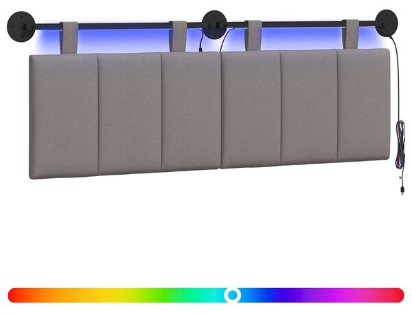 Testiera sospesa Con luce LED Tortora Tessuto