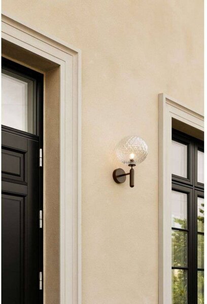 Nuura Aps applique da esterno Miira, Ø 20 cm, bronzo scuro/trasparente dimmerabile, Bronzo / Ottone antico, Metallo, Scandinavo