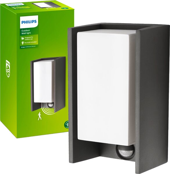 Philips Ecomoods lampada da parete per esterni E27 24cm antracite Sensore 8719514385429