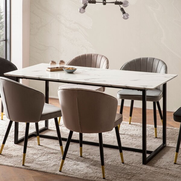 WOHNLING Tavolo da pranzo 120x60x76 cm Tavolo da cucina bianco effetto marmo Tavolo da pranzo moderno piccolo Tavolo da pranzo rettangolare Tavolo da pranzo con gambe in metallo