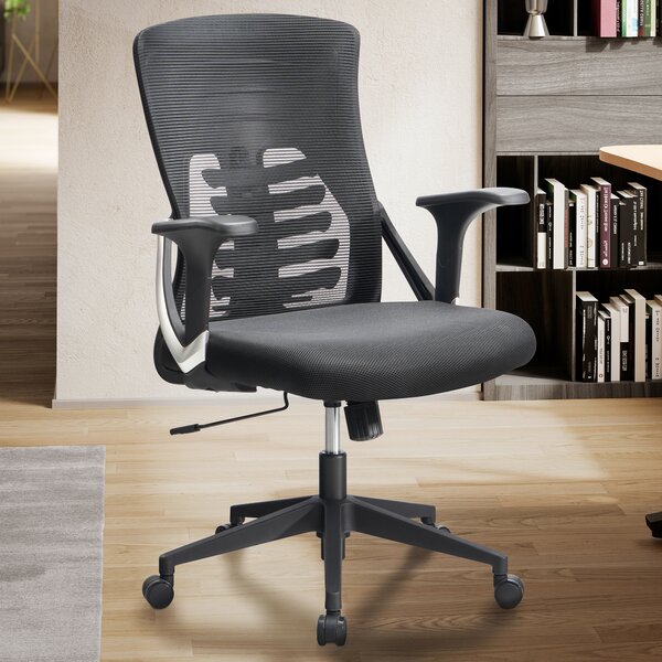 Sedia da ufficio nera con rivestimento in rete sedia da scrittura fino a 120 kg | Amstyle