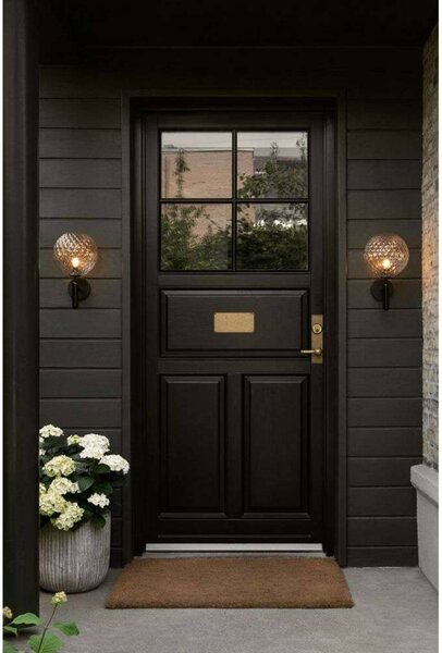 Nuura Aps applique da esterno Miira, Ø 20 cm, nero/trasparente dimmerabile, Nero, Metallo, Scandinavo