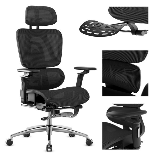 MARK ADLER Expert 7.9 | Sedia da scrivania ergonomica Sedia da ufficio | Schienale regolabile Poggiatesta | Poggiapiedi | Profondità di seduta regolabile | Nero