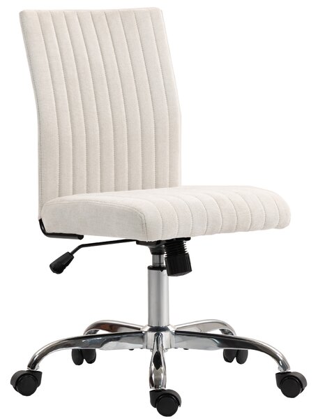 HOMCOM Sedia da ufficio senza braccioli, sedia da ufficio, altezza regolabile e girevole a 360°, 43 x 56 x 78-88 cm, crema | Aosom Italy