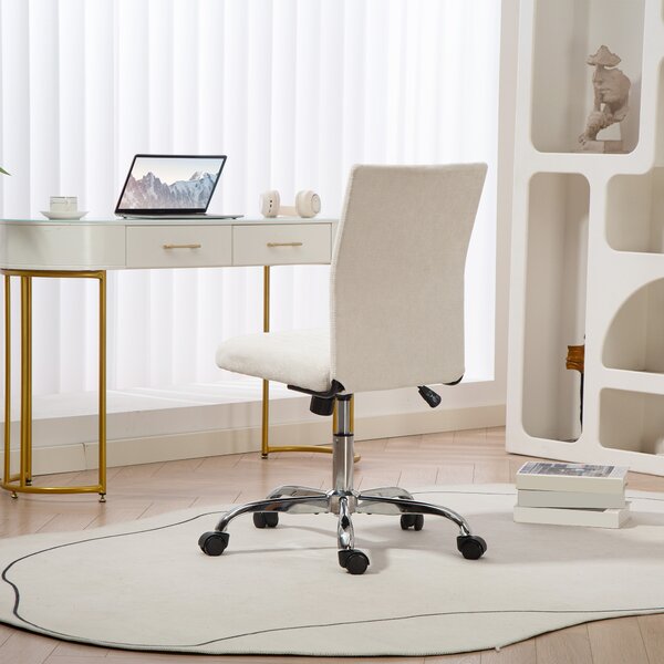 HOMCOM Sedia da ufficio senza braccioli, sedia da ufficio, altezza regolabile e girevole a 360°, 43 x 56 x 78-88 cm, crema | Aosom Italy