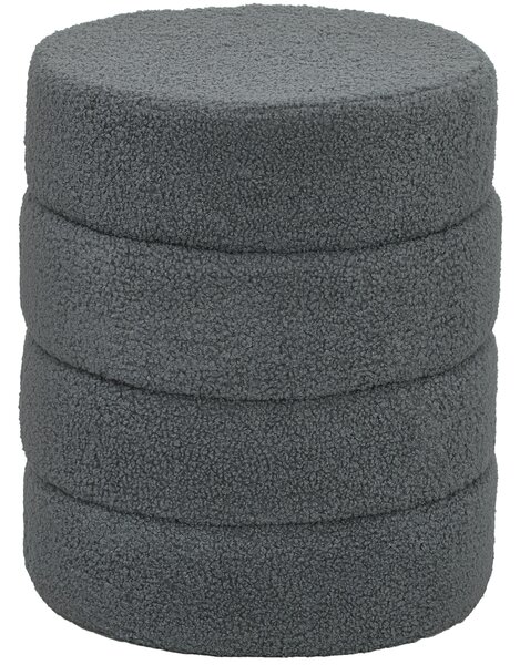 HOMCOM Pouf, rotondo, Teddy Fleece, Telaio in metallo, fino a 120 kg, Φ40x45H cm, Grigio scuro | Aosom Italy