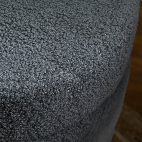 HOMCOM Pouf, rotondo, Teddy Fleece, Telaio in metallo, fino a 120 kg, Φ40x45H cm, Grigio scuro | Aosom Italy