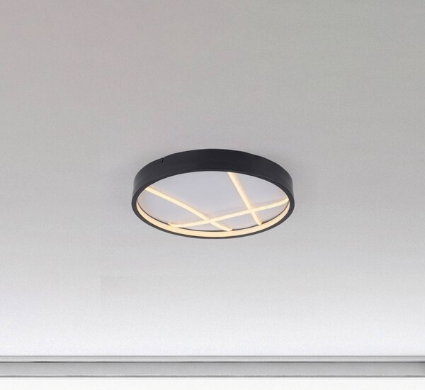 JUST LIGHT. GmbH Plafoniera a LED Mikado, dimmerabile, Nero, Soggiorno / Sala da pranzo, Metallo, Moderno, Plafoniera LED