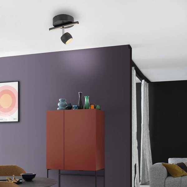 JUST LIGHT. GmbH Faretto da soffitto a LED Jarik, 1 luce, nero, 3.000 K dimmerabile, Nero, Soggiorno / Sala da pranzo, Metallo, Moderno