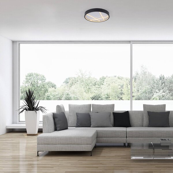 JUST LIGHT. GmbH Plafoniera a LED Mikado, dimmerabile, Nero, Soggiorno / Sala da pranzo, Metallo, Moderno, Plafoniera LED