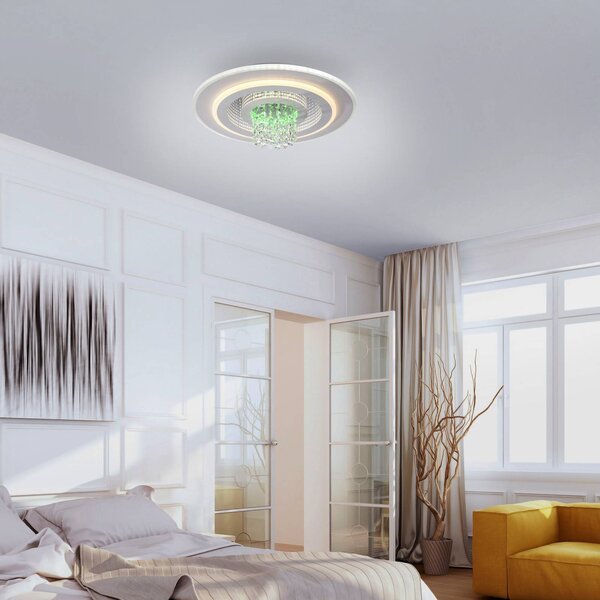 JUST LIGHT. GmbH Plafoniera a LED Tolago, dimmerabile, Bianco / Opale, Soggiorno / Sala da pranzo, Metallo, Moderno, Plafoniera LED