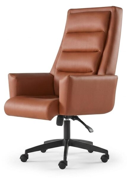 Sedia da ufficio direzionale, moderna, funzionale, ergonomica, versatile, color marrone