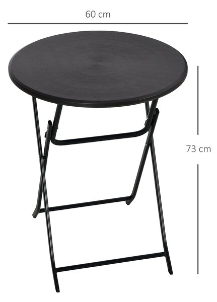 Outsunny Tavolo da Giardino Rotondo e Pieghevole in Acciaio e HDPE, Ø60x73 cm, Grigio Scuro | Aosom Italy