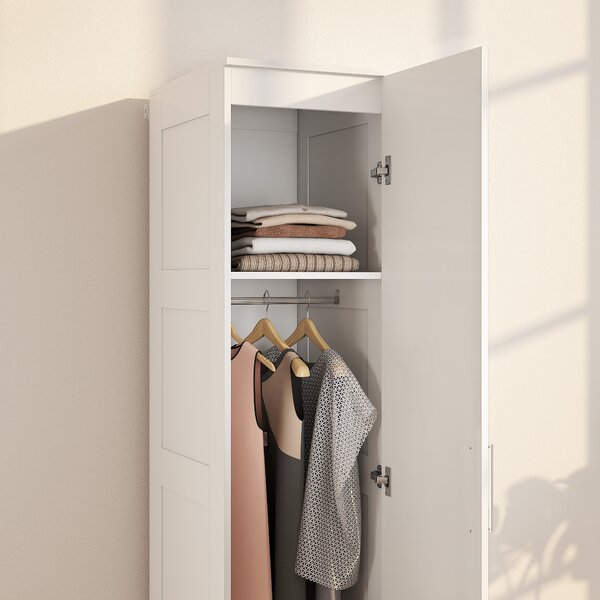 HOMCOM Armadio Multiuso con Asta Appendiabiti, Ripiano, Porta a Chiusura Dolce 40 x 52 x 180 cm Bianco | Aosom Italy