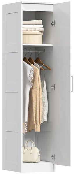 HOMCOM Armadio Multiuso con Asta Appendiabiti, Ripiano, Porta a Chiusura Dolce 40 x 52 x 180 cm Bianco | Aosom Italy