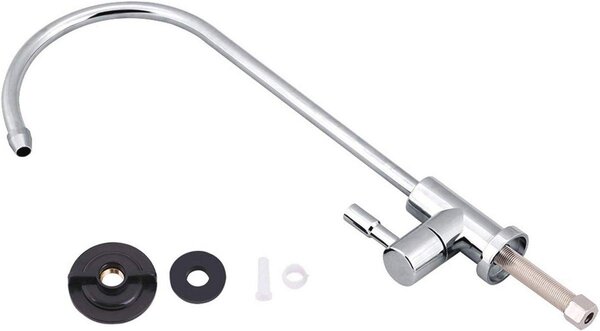 Rubinetto per cucina, raccordo 1/4", in acciaio inossidabile, con collo a "cigno" e rotazione a 360°, adatto per filtri dell'acqua