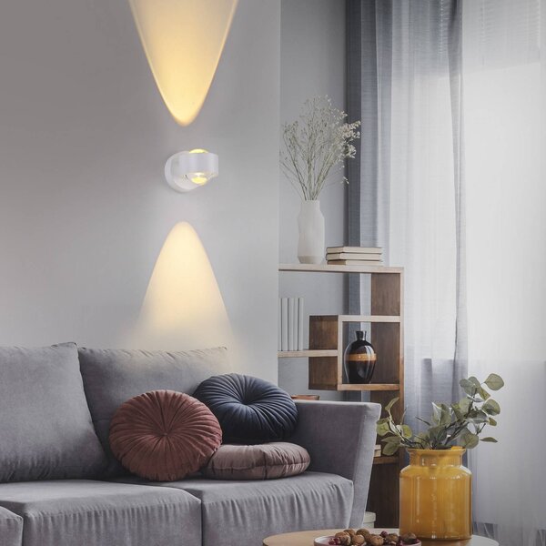JUST LIGHT. GmbH Applique da parete a LED Chia, dimmerabile, Bianco / Opale, Soggiorno / Sala da pranzo, Metallo, Moderno, Applique a LED