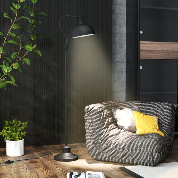 HOMCOM Lampada da terra con rotazione a 180°, lampada ad arco con paralume regolabile, interruttore al piede, 42x25,5x152cm, nero | Aosom Italy