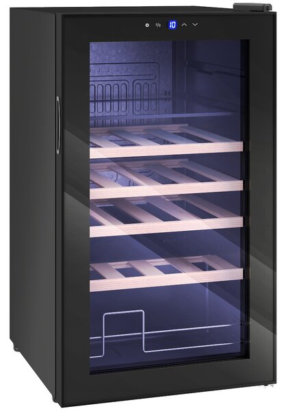 HOMCOM Cantinetta Frigo per Vino da 63L con Ripiani Regolabili per 16 Bottiglie e 25 Lattine, 43x45x74 cm, Nero | Aosom Italy