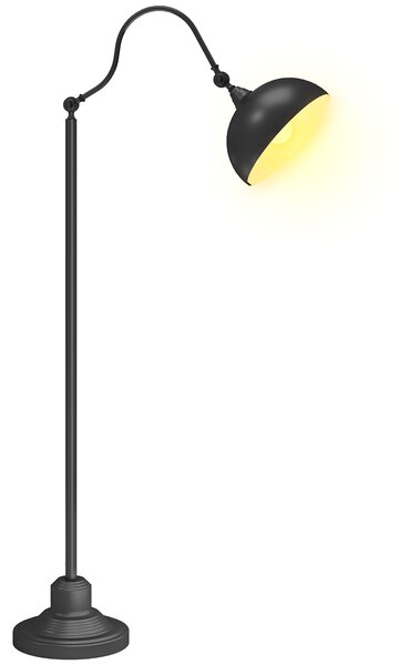 HOMCOM Lampada da terra con rotazione a 180°, lampada ad arco con paralume regolabile, interruttore al piede, 42x25,5x152cm, nero | Aosom Italy