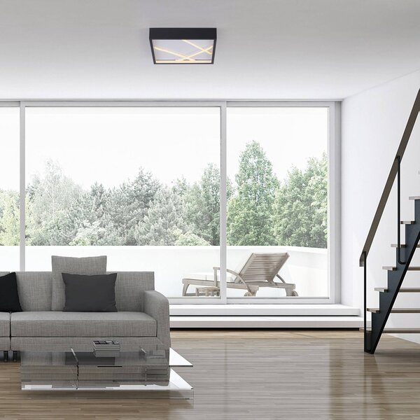 JUST LIGHT. GmbH Plafoniera a LED Mikado, dimmerabile, Nero, Soggiorno / Sala da pranzo, Metallo, Moderno, Plafoniera LED